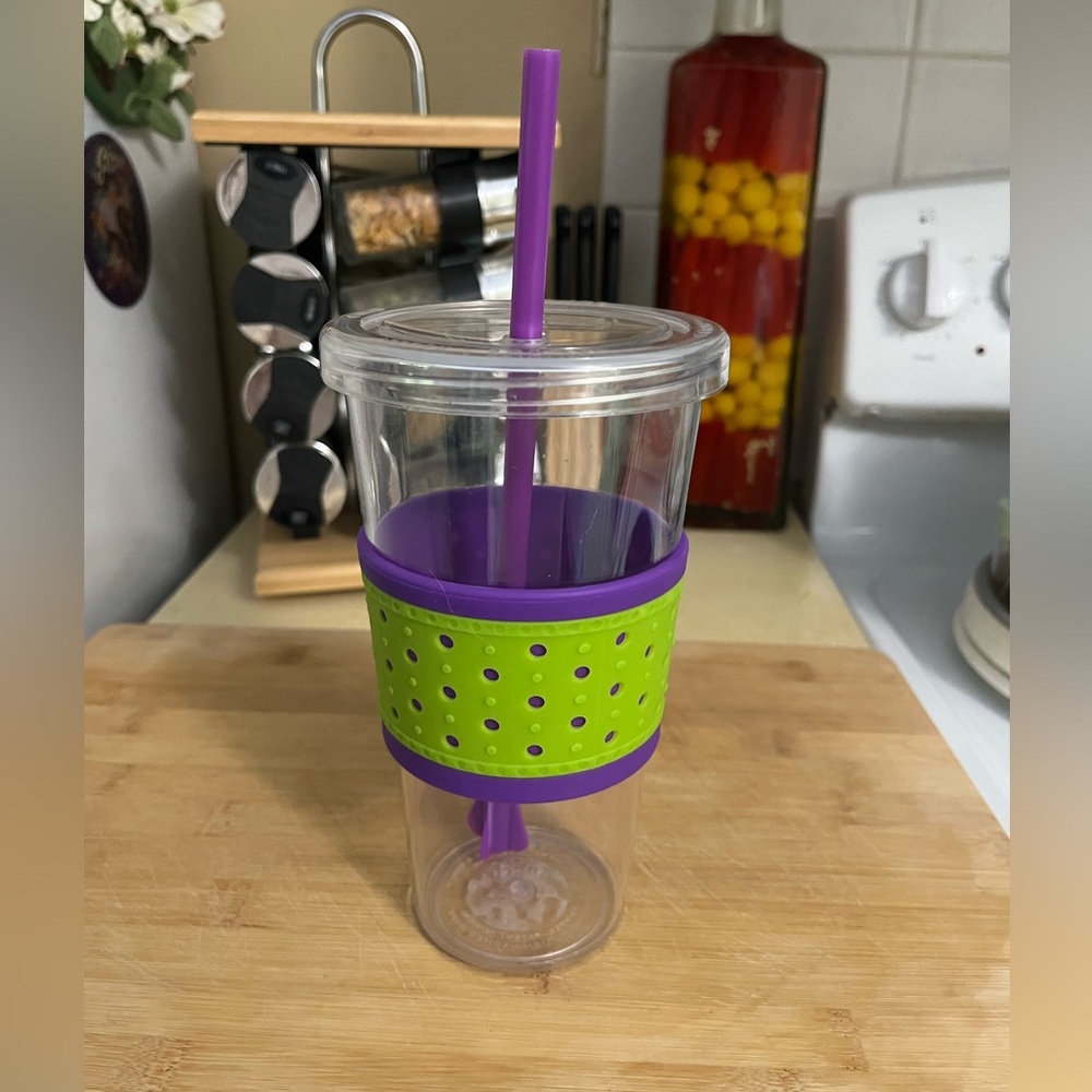 Copco Clear Tumbler with Purple and Green Accents